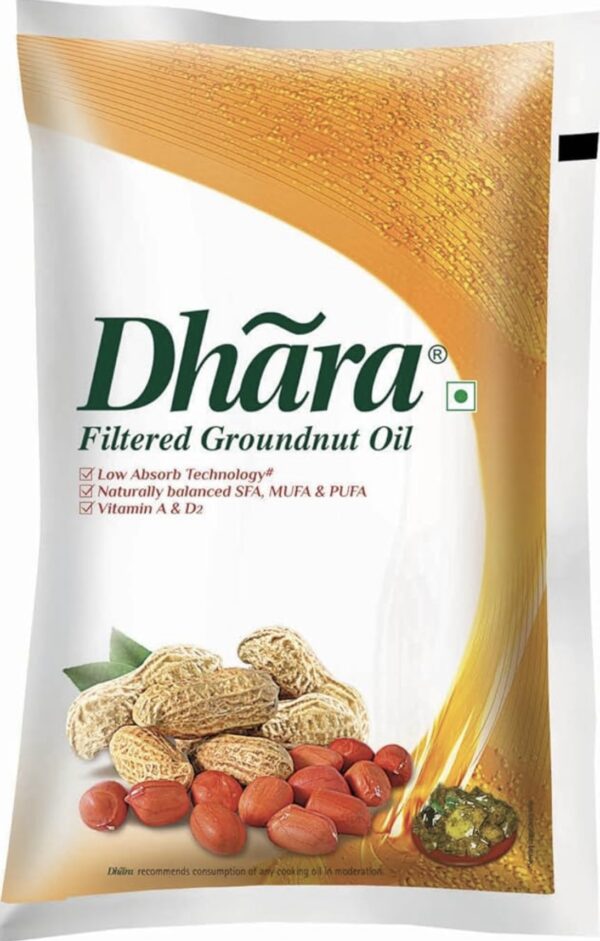 Dhara Filtered Groundnut oil , 1 Litre (0% trans fat)